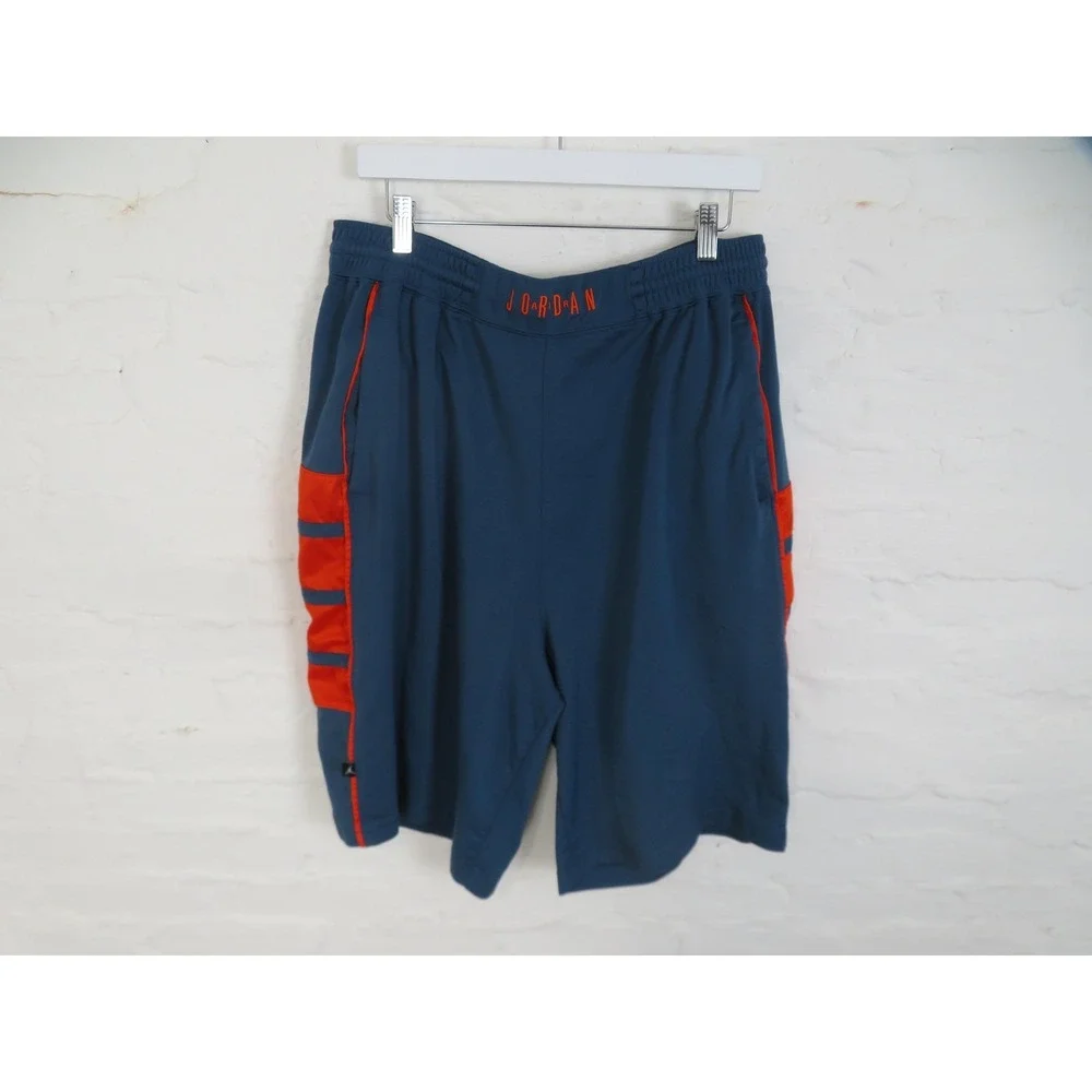 Jordan Basketball Shorts Mens 2XL Blue Orange Dri Fit 10